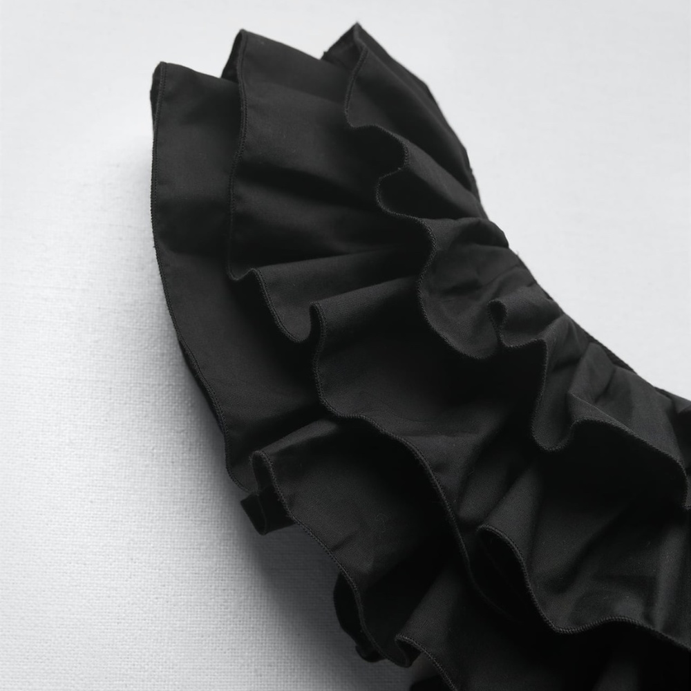 Zara Black One-Shoulder Ruffle Mini Dress - Picture 8 of 8